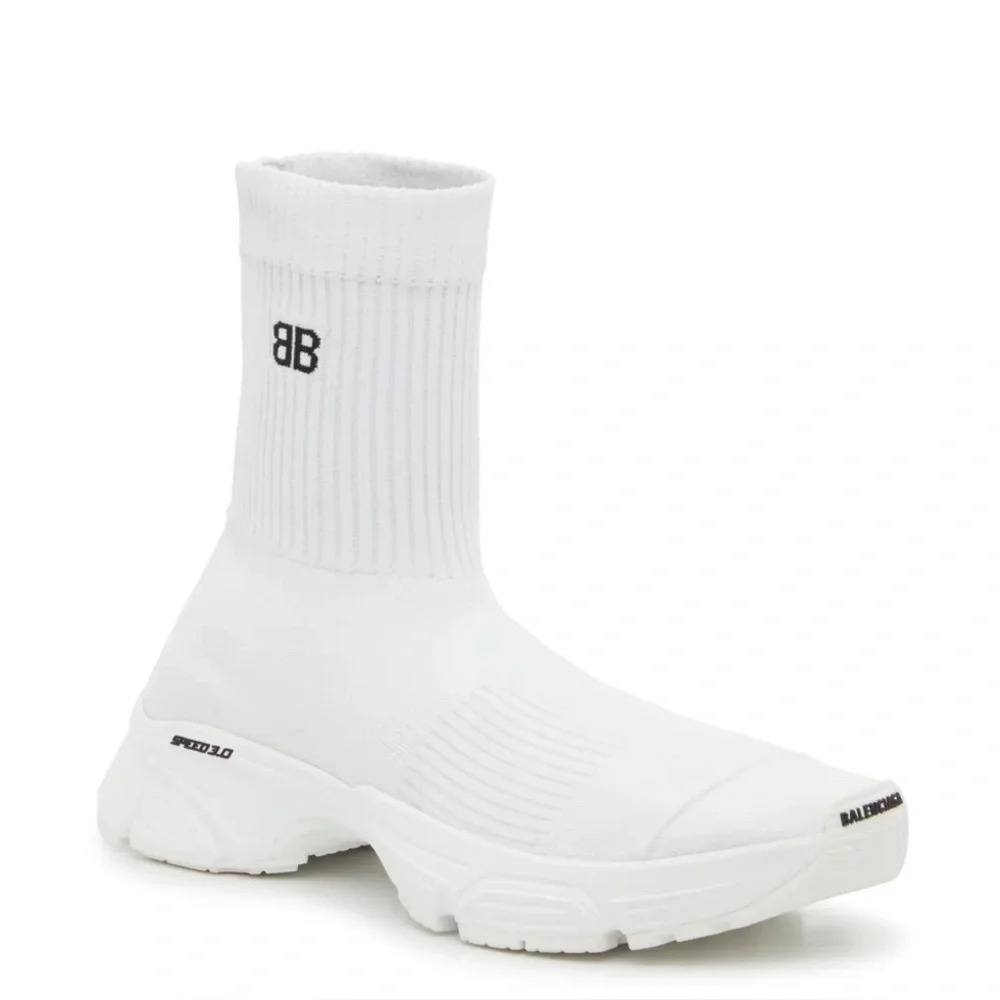 Balenciaga Speed 3.0 Knit High Top Sock Sneakers in White, Size 40 NEW in Box - Picture 4 of 16
